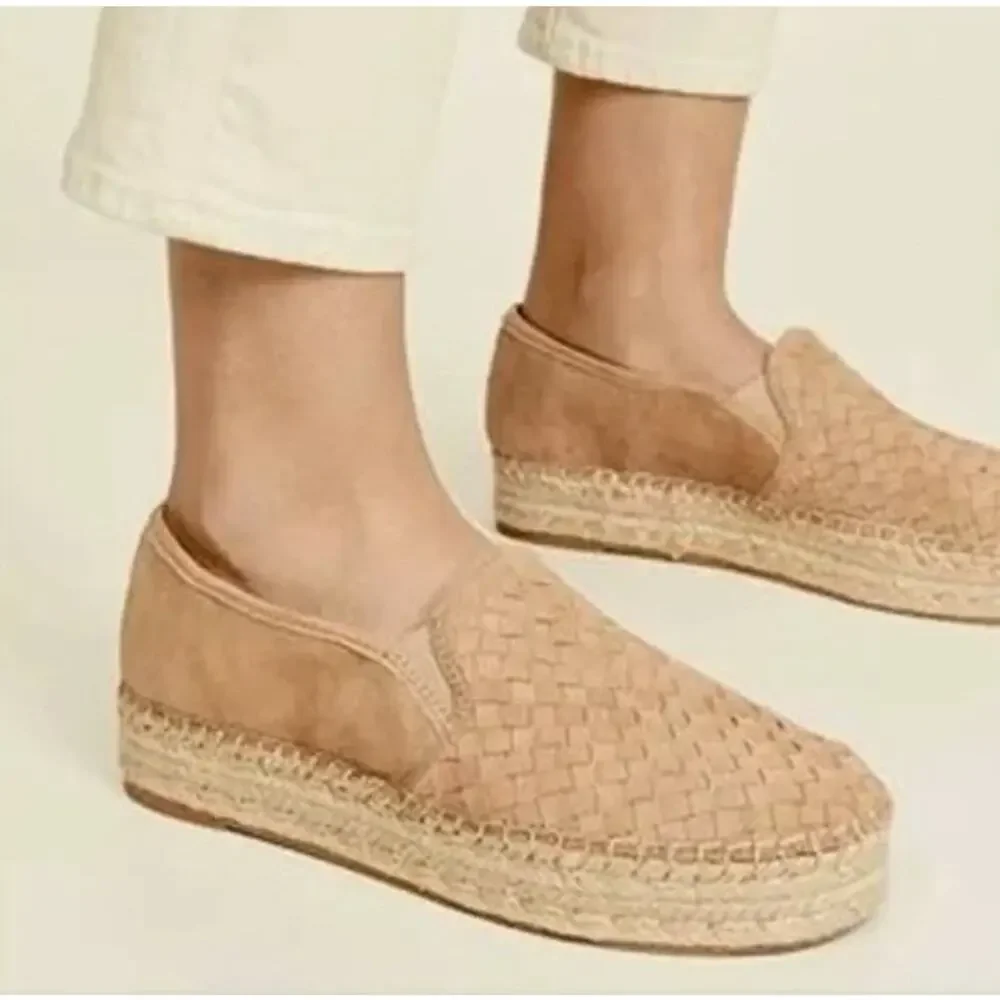 Sam Edelman Rose Gold Catherine Woven Platform Espadrilles 5.5